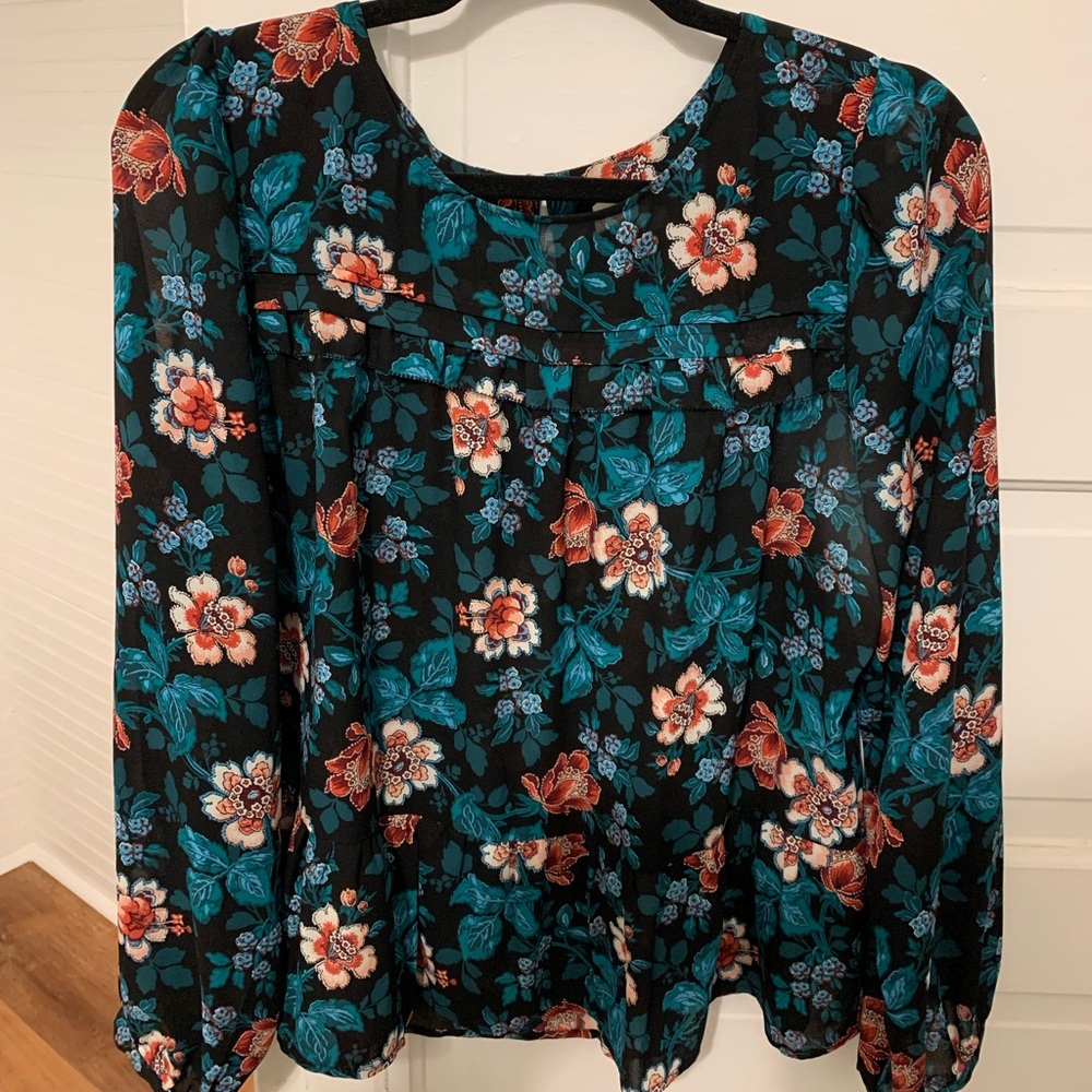 LOFT long sleeve floral peplum top
